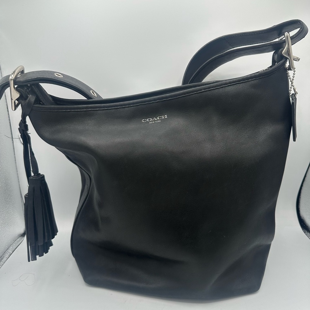 COACH Legacy Tassel Duffle Soft Leather Black Shoulder/Crossbody Bag 19889